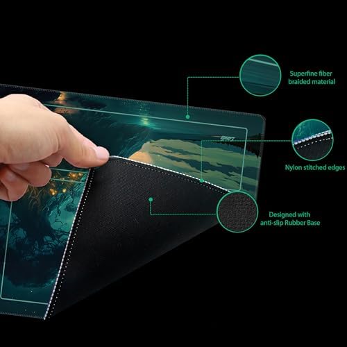 MTG Playmat TCG Playmat -Includes Storage Tube and 7 Dice-Experience Top-Tier Quality and Edge-Locking Waterproof and Non-Slip Mat! (playmat with Zones, Greenery)
