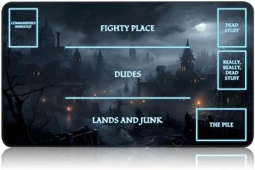 for MTG Game Playmat, for Magic TCG Rubber Play mat,Tabletop Card Playmats with Smooth Surface,Trading Card Inked Game Mat with White Zones,Battle Game,Fantasy Castle