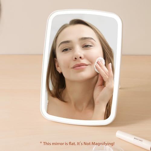 Rechargeable Makeup Mirror with Lights, Portable Travel Lighted Vanity Mirror, Dimmable Touch Screen Tabletop LED Make up Mirror
