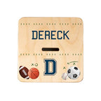 Wooden Piggy Bank for Kids and Adults, Personalized Gift Handmade in USA by BloomOwl, Custom Piggy Bank, Personalized Banks for Kids, Gifts for Baby Boys and Girls (Sports)