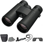 Nikon Prostaff P3 10x30 (16775) Black Binoculars Bundle with Lens Pen, and Cloth - High Powered Compact Adult Binoculars for Hunting, Bird Watching, and Hiking Essentials, Zoom Lightweight Travel