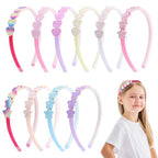Fishdown Headband for Kids Girls, 10Pcs Rainbow Glitter Hairband for Toddler Heart Rainbow Star Non-slip Headbands with Teeth