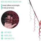 Boho Crochet Braids 9 Packs 24 Inch Goddess Box Braids Crochet Hair for Women Pre-looped Bohemian Crochet Box Braids with Curly Ends Synthetic Braiding Hair Extensions (24inch, OTBUG#)