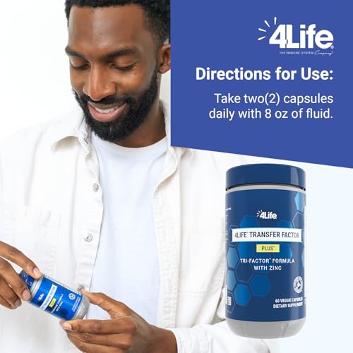 4Life Transfer Factor Plus - Support with Zinc, Super Mushroom Blend (Maitake, Shiitake, Agaricus), and Colostrum & Egg Yolk Extracts - 60 Capsules