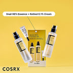 COSRX Glass Skin Starter Set, Advanced Snail 96 Mucin Power Essence (1.69 fl.oz*2) & Retinol 0.1 Cream Mini (0.1 oz), Daily Hydrating & Firming Skincare Kit for Beginners, Gift Set, Korean Skincare