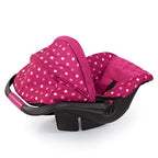 Bayer Design Baby Doll Deluxe Car Seat with Canopy- Polka dots , Pink