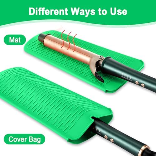Shappy 2 Pieces Flat Iron Case Heat Resistant Travel Bag Hot Curling Iron Case Cover Holder Neoprene Straightener Holder and Silicone Hot Tools Flat Travel Sleeve(Frond Style)