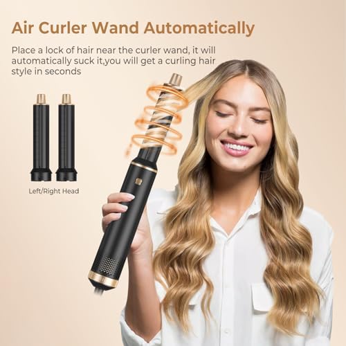 Blow Dryer Brush 5 in 1, Negative Ion Hair Dryer Brush Set Air Styler Curling Wrap Air Curler, Upgrade Hot Air Brush Curling Iron Hair Styling Tools As A Gift for Straight/Curling/Drying/Smoothing