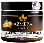 100% Grass-Fed Beef Tallow Balm, Moisturizing Cream with Manuka Honey, Beeswax & Olive Oil – Handmade All-Natural Skincare for Soft, Smooth Skin(2oz) (2oz, Orange)
