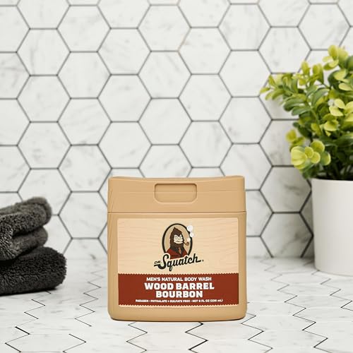 Dr. Squatch NEW Natural Body Wash and Deodorant for Men Gift Set - Wood Barrel Bourbon - Non-Exfoliating Body Wash (8 oz, 3 Pack) + Odor-Squatching, Aluminum Free Deodorant (2.65 oz, 2 Pack)