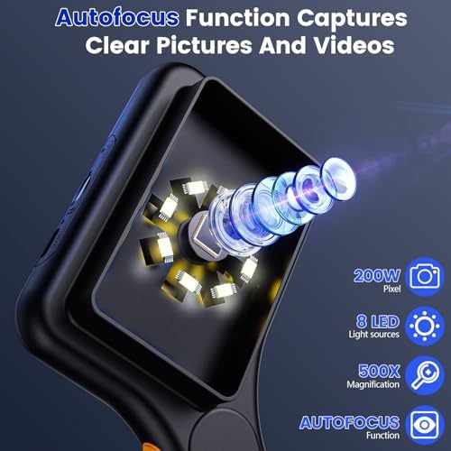 Microscope for Kids Adults - 3 Inch IPS Screen, Ahalfcit Digital Microscope, 500X Handheld Coin Magnifier, 3 Level LED Light, Compatible with Windows, Mac OS (D-Black)