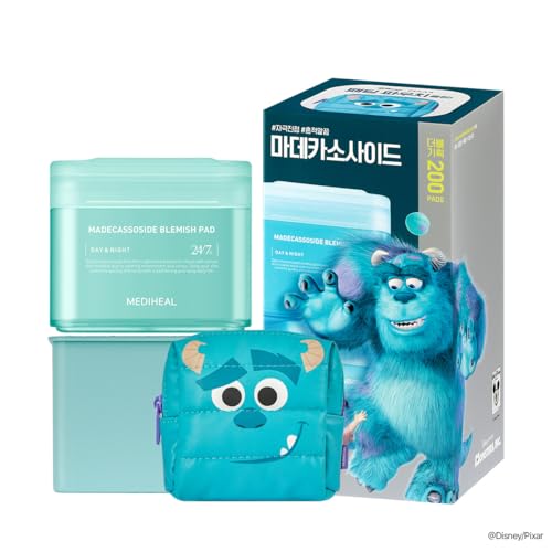 MEDIHEAL Madecassoside Toner Pads [Disney Pixar Edition]-Centella Asiatica to Improve Uneven Skin Tone - Vegan Face Gauze Pads, Full size 100 Pads + Refill 100 Pads