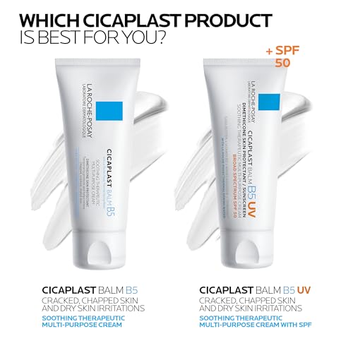La Roche-Posay Cicaplast Balm B5 UV SPF 50, Vitamin B5 + Shea Butter + Tribioma + Madecassoside + Zinc Oxide Sunscreen, Post Treatment Skin Protectant With SPF, Multi-Purpose Cream For Dry Skin