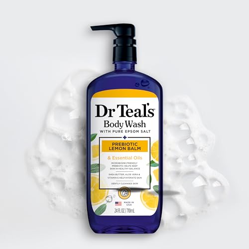 Dr Teal's Body Wash with Pure Epsom Salt, with Prebiotic Lemon Balm & Sage, 24 fl oz (Pack of 4)