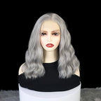 Gray Bob Curly Wig Synthetic Lace Front Wig Middle Part Lace Wigs 14Inch Synthetic Hair Wig for Women Party Use Cosplay Wigs