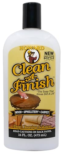 HOWARD CF0016 Clean-A-Finish Wood Cleaner and Upholstery Cleaner for Furniture, Carpet Cleaning, Stain Remover, Easy Pour Bottle, 16 Oz