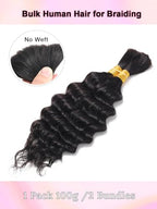100 Percent Human Braiding Hair For Boho Braids Human Hair Braiding Hair Full Deep Wave Bulk Human Hair For Braiding Wet Wavy 100g 2 Bundles No Weft Braiding Hair Human Hair Extensions YNiSew