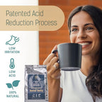 Glorybrew Low Acid Whole Bean Coffee 1 lb I Medium Roast Beans I For Sensitive Stomachs - Less Irritation I Unique Screw Cap for Fresh Coffee I 100% Natural