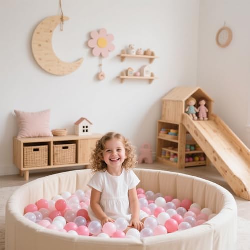 GOGOSO Ball Pit Balls for Toddler, Baby Plastic Playballs Kids Soft Pastel Pelotas Non-Toxic BPA-Free 2pink+White+Clear 500 Balls