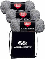 Red Heart Super Saver Dove E300-3933 (3-Skeins - Same Dye Lot) Worsted Medium #4 Acrylic Yarn for Crocheting and Knitting with Project Bag