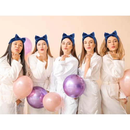 Semato Bachelorette Party Favor Set Bride Spa Headband Bride Headband and Bridesmaid Headband Skincare Headbands for Women Cute Bow Head Bands Party Supplies (navy blue)