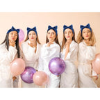 Semato Bachelorette Party Favor Set Bride Spa Headband Bride Headband and Bridesmaid Headband Skincare Headbands for Women Cute Bow Head Bands Party Supplies (navy blue)