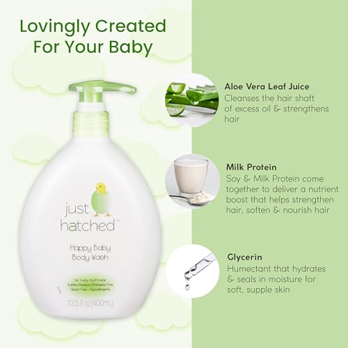 Happy Baby Body Wash Multi-Pack - Gentle Bath + Body Cleanser, Huggable Yummy Fragrance for Newborns, Hypoallergenic, No Yucky Stuff & Harsh Ingredients, 13.5 fl oz (3 Pack)