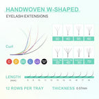 NAGARAKU 6D W Shape Eyelash Extension Supplies Natural Soft Volume 0.07mm C curl 8-12mm Mix Premade Fans Faux Mink Matte Black Cluster Easy Fanning False Lashes