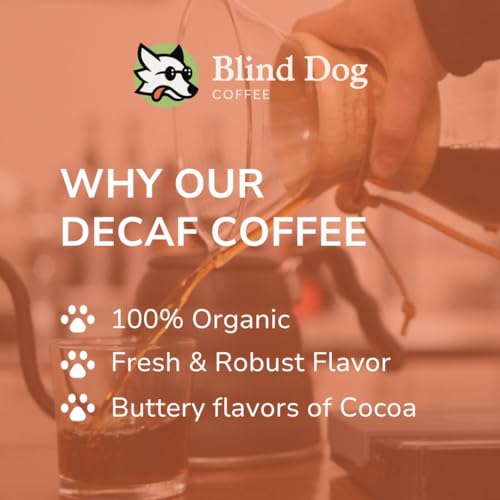 Blind Dog Coffee - 2 lb Whole Bean Decaf Coffee - Medium Roast - Low Acid - Cocoa, Marshmallow, Black Tea Notes