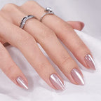 Press On Nails Short - BTArtbox Almond Press On Nails, Opaque Reusable Stick On Nails, Fake Nail with Nail Glue in 16 Sizes - 30 Nail Kit, Falling Star Cat Eye