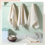 Boho Hand Towels Set of 4 Turkish Cotton 14 x 30 Inch Decorative Absorbent Face Head Towel for Bathroom Kitchen Decor Farmhouse Spa Gym Guest Gift(Beige)