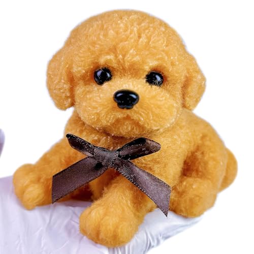 Handmade Big Taba Squishy Dog Toy, Taba Squishy Teddy Dog Toy, Cute Squishy Poodle,Realistic Puppy Toy, Silicone Mochi Fidget Pup, Stress Relief Gift for Adults & Kids (Brown - XL)