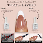 SXC Cosmetics French Tip Press On Nails Brown Extra Short Almond 160 Pieces in 16 Sizes Ultra Fit with Pre-applied Tip Primer and Base Coat, No Need to File Fake Nails for Nail Art DIY X-Pro Tips