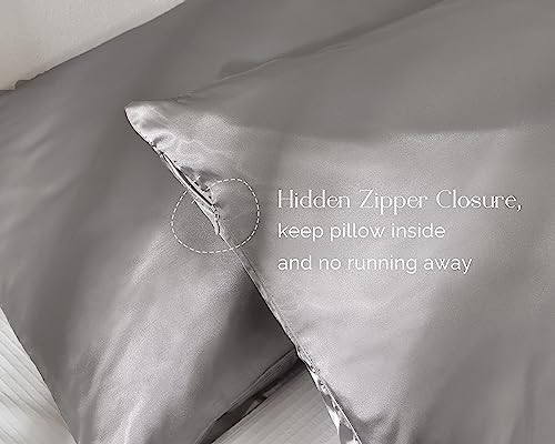 Yanibest Satin Pillowcase, Silk Pillow Cases for Hair and Skin with Zipper, Queen Pillow Cases Set of 2 for 20"x30", Exquisite Packaging for Women Men