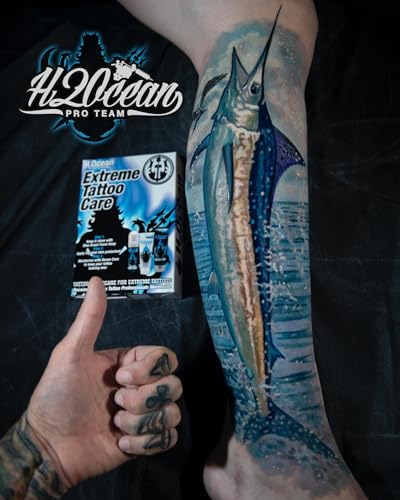 H2Ocean Blue Green Foam Soap - Tattoo Foam Antibacterial Soap for Tattoo Aftercare - Tattoo Care with Aloe Vera - Travel-Size Tattoo Moisturizer Soap - 1.7 oz