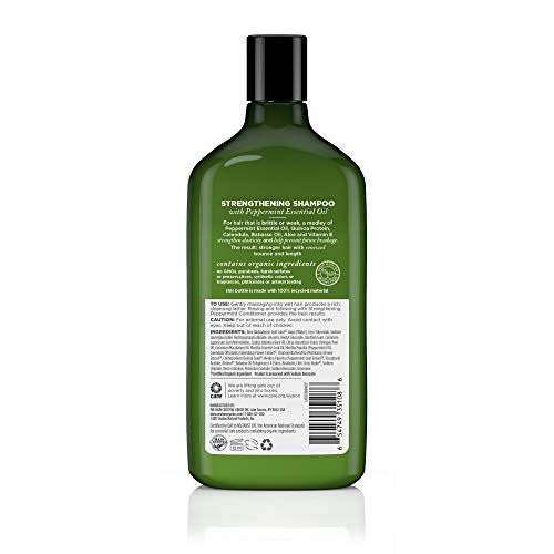 Avalon Organics Strengthening Peppermint Shampoo, 11 oz. (Pack of 3)