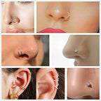 JIESIBAO 26PCS Nose Piercing Kit, Piercing Needles with 18G 20G CZ Nose Screw Studs Double Nose Rings Hoop Captive Nose Rings Stainless Steel Jewelry for Nose Septum Piercing Needles Kit