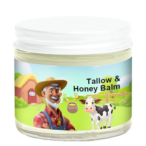 Tallow & Honey Balm，Tallow Face Moisturizer, Beef Tallow for Skin, Handmade All-Natural Moisturizer with Grass-Fed Beef Tallow & Raw Wild Honey for Smooth, Hydrated Skin ，Natural Formula (1pcs)