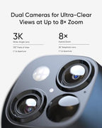 eufy Security SoloCam S340, Solar Security Camera, Wireless Outdoor Camera, 360 Degree Pan & Tilt Surveillance, No Blind Spots, 2.4 GHz Wi-Fi, No Monthly Fee, HomeBase S380 Compatible (Renewed)