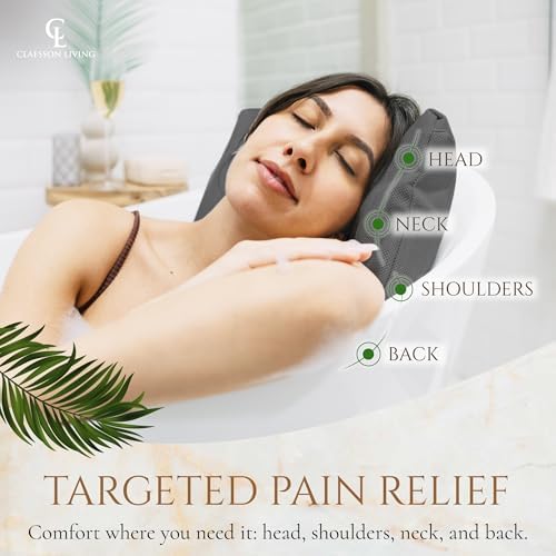 Luxury Bath Pillow for Tub - Thick and Comfortable Bathtub Pillow Support for Head and Neck and Back - Washable Quick-Drying Bath Pillows - Bath Cushion for Home Spa - Fits Any Bathtub - Dark Gray