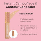 MCoBeauty Instant Concealer Camouflage & Contour, Medium Buff, Perfecting Contour with Flawless Coverage, Vegan, Cruelty Free Cosmetics