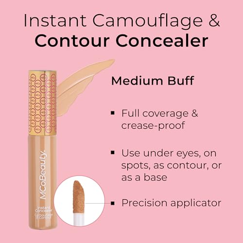 MCoBeauty Instant Concealer Camouflage & Contour, Medium Buff, Perfecting Contour with Flawless Coverage, Vegan, Cruelty Free Cosmetics