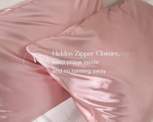 Yanibest Satin Pillowcase, King Size Pillow Cases Set of 2 - Silk Pillow Cases for Hair and Skin with Zipper, Silk Pillow Cases King for 20"x36", Exquisite Packaging for Women Men