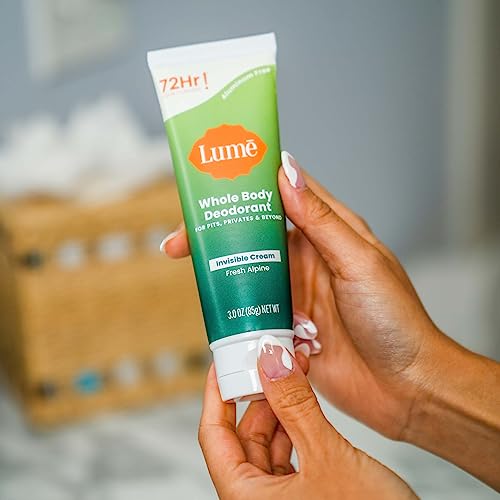 Lume Whole Body Deodorant - Invisible Cream Tube - 72 Hour Odor Control - Aluminum Free, Baking Soda Free, Skin Safe - 3.0 ounce (Pack of 2) (Fresh Alpine)