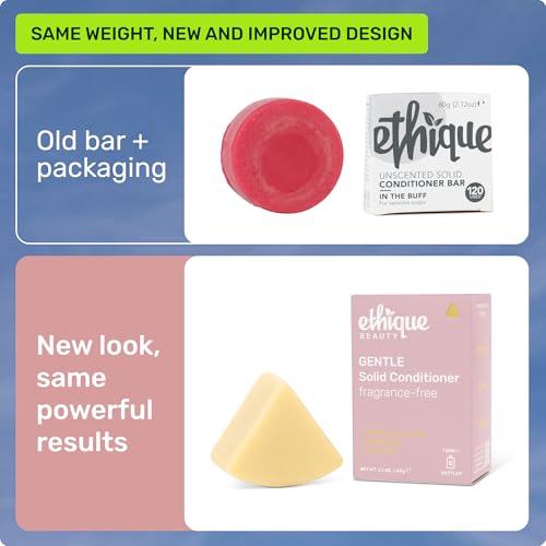 Ethique Gentle Unscented Conditioner Bar with Cocoa Butter - Plastic-Free, Cruelty-Free, Vegan, 2.12 oz - Formerly In the Buff