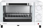 Mainstays 4 Slices Toaster Oven with 3 Settings, includes Baking Rack and Pan, Arctic White, New