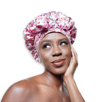 Floral 100% Pure Silk Hair Bonnet Luxurious Reversible Wonder Loop Mulberry Silk for Curly Hair - Ultimate Sleeping Companion with Ties for Women