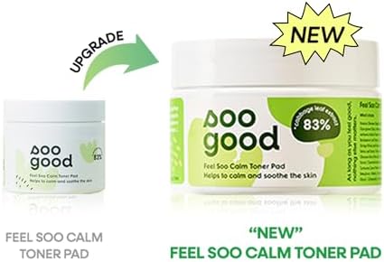 SOO Good Feel Soo Calm Pure Cotton Toner Pads 70 w/83% Cabbage Centella Asiatica Azulene - Sensitive Skin Soothe Pore & Sebum Control Korean Skincare