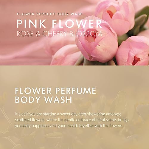 Flower Perfume Body Wash 31.7 fl oz, 900 ml (Pink - Rose & Cherry Blossom)