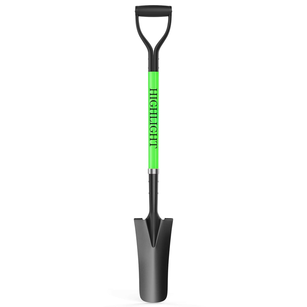 HIGHLIGHT Drain Spade Shovel 45Inch Green Fiberglass D Grip Trench Digging